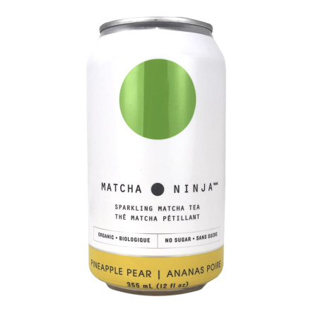 Front of Matcha Ninja Organic Sparkling Matcha Tea Pineapple Pear