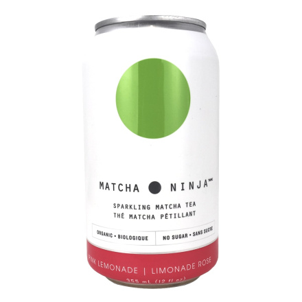 Front of Matcha Ninja Sparkling Matcha Tea Pink Lemonade