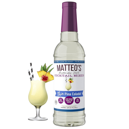 Front of Matteo’s Bartender Style Cocktail Mixes Thin Pina Colada, 750mL