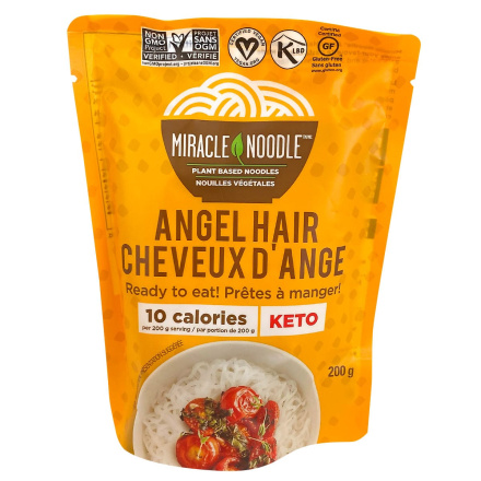 Front of Miracle Noodle Keto Plant-Based Noodles Angel Hair, 200g