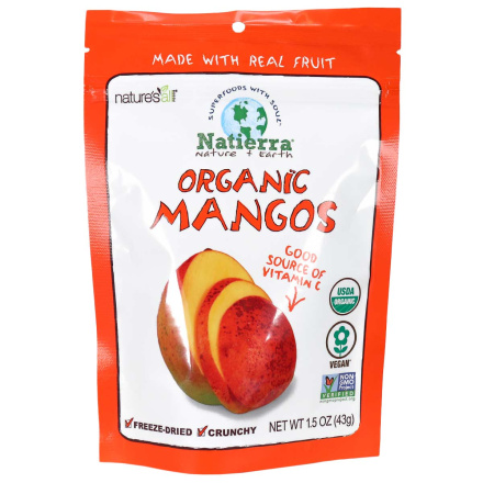 Front of Natierra Organic Freeze-Dried Mangos, 43g