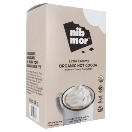 Front of NibMor Organic Vegan Hot Cocoa Extra Creamy with Coconut Milk