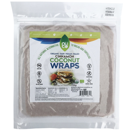 Nuco 7.5" Cinnamon Coconut Paleo Wraps, Pack of 5