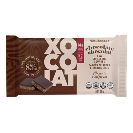 Front of NütriNugget Raw Superfood Squares Xocolat, 65g