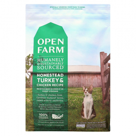 Front of Open Farm Dry Cat Food Turkey and Chicken