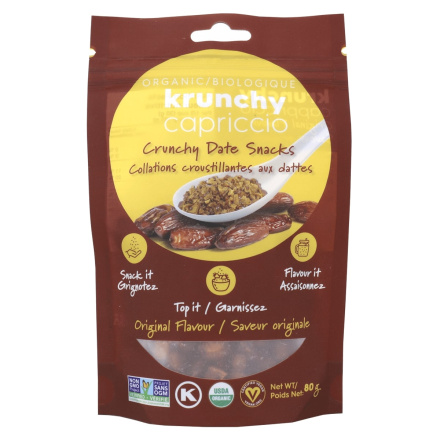 Front of Krunchy Cappriccio Organic Crunchy Date Snack Original