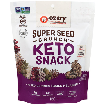 Front of Ozery Family Bakery Super Seed Crunch Keto Snack Mixed Berries, 150g