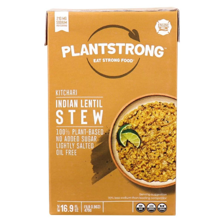 Front of PLANTSTRONG Plant-Based Kitchari Indian Lentil Stew, 479g