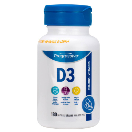 Front of Progressive Vitamin D3 1000 IU Soft Gels