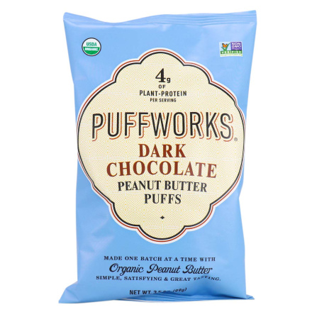 Front of Puffworks Dark Chocolate Peanut Butter Puffs, 99g