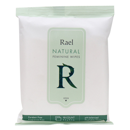 Front of Rael Natural pH-Balanced Feminine Wipes