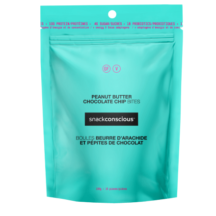 Front of Snackcounscious Peanut Butter Chocolate Chip Bites, 150g
