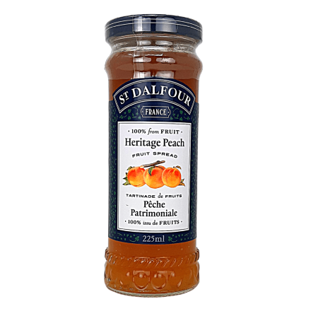 Front of St. Dalfour Deluxe Fruit Spread Heritage Peach, 225ml