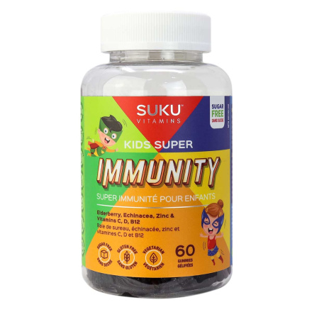 Front of SUKU Vitamins Sugar-Free Gummies Kids Super Immunity, 60 gummies