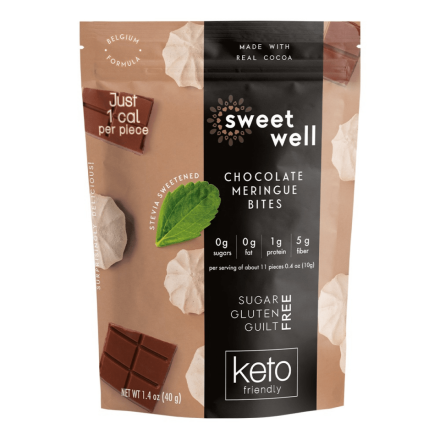 Front of SweetWell Keto Chocolate Meringue Bites, 40g