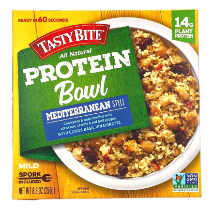 Front of Tasty Bite All Natural Protein Bowl Mediterranean Style