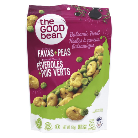 Front of The Good Bean Cripsy Fava + Peas Balsamic Herb