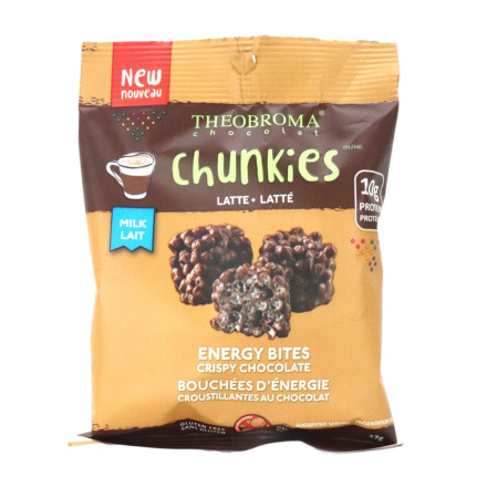 Front of Theobroma Chocolat Crispy Chocolate Energy Bites Latte