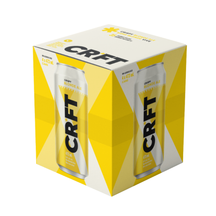 Front of CR*FT Non-Alcoholic Beer Crispy Blonde Ale, 4 Cans