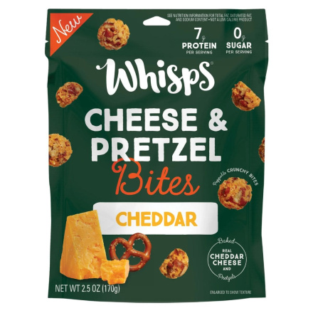 Front of Whisps Cheese & Pretzel Bites Cheddar