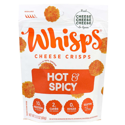 Front of Whisps Hot & Spicy Cheddar Cheese Crisps, 60g