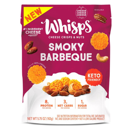 Front of Whisps Cheese Crisps & Nuts Smoky Barbeque