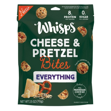 Front of Whisps Cheese & Pretzel Bites Everything