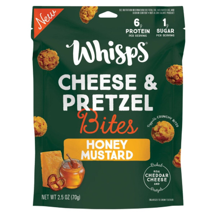 Front of Whisps Cheese & Pretzel Bites Honey Mustard