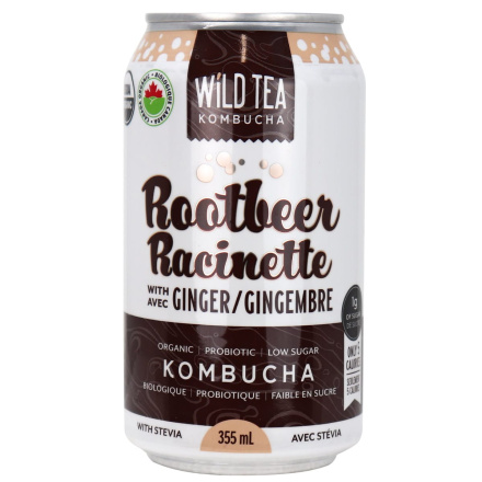Front of Wild Tea Kombucha Low Sugar Root Beer With Ginger