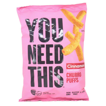 Front of YOU NEED THIS Plant-Based Puffs Cinnamon Churro