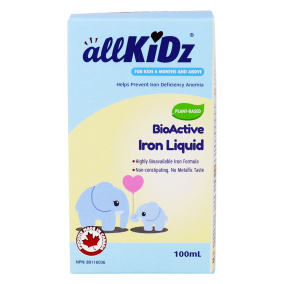Front of AllKiDz Plant-Based BioActive Iron Liquid 