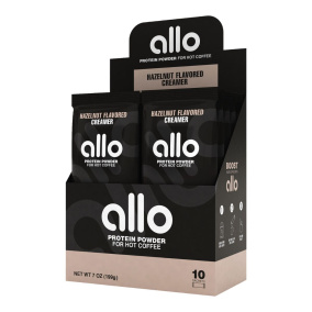 Front of Allo Protein Powder Creamer For Hot Coffee Hazelnut