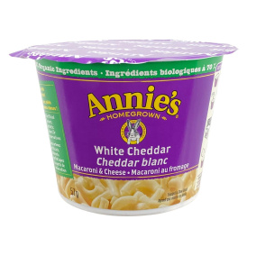Front of Annie’s Homegrown Organic White Cheddar Macaroni & Cheese Cup, 57g