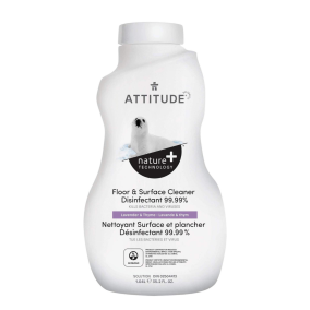 Front of ATTITUDE Floor Surfaces (Tiles and Wood) Cleaner Disinfectant 99.99% Thyme & Lavender, 1L