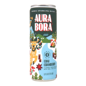 Front of Aura Bora Sparkling Herbal Water Chai Cranberry