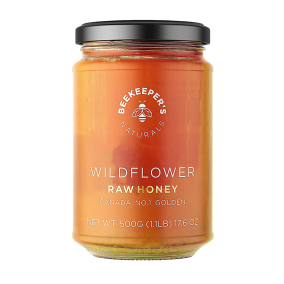 Front of Beekeeper’s Naturals Ontario Wildflower Raw Honey, 500g