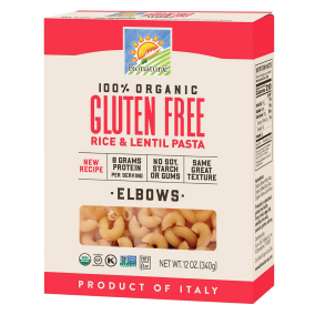 Front of Bionaturae 100% Organic Gluten Free Rice & Lentil Pasta Elbows, 340g