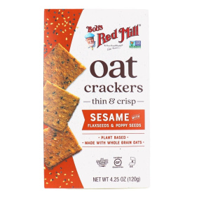 Front of Bob's Red Mill Gluten-Free Oat Crackers Sesame, 120g