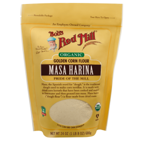 Front of Bob's Red Mill Organic Golden Masa Harina Corn Flour, 680g