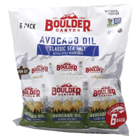 Front of Boulder Canyon Kettle Potato Chips With Avocado Oil Sea Salt Snack Packs