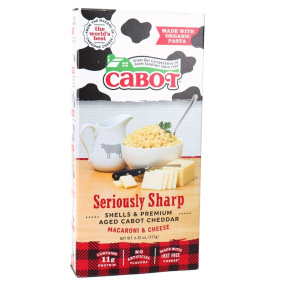 Front of Cabot Macaroni & Cheese Shells & Premium Aged Cheddar Seriously Sharp, 177g