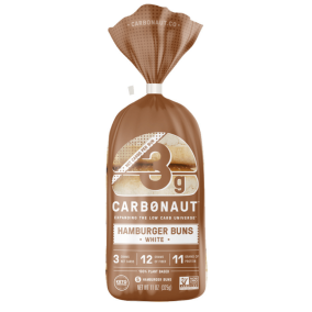 Front of Carbonaut Keto Hamburger Buns White, 5 Buns