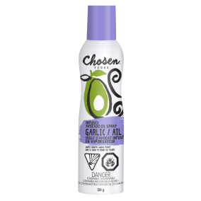 Front of Chosen Foods Garlic Avocado Oil Spray, 134g