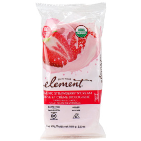 Front of Element Snacks Organic Dipped Rice Cakes Strawberry’N’Cream, 100g