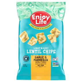 Front of Enjoy Life Gluten-Free Lentil Chips Garlic & Parmesan