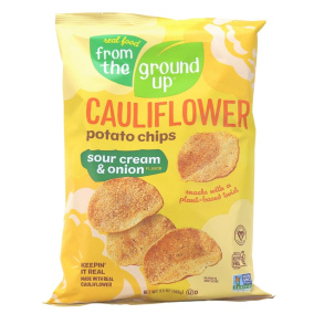 Front of From The Ground Up Cauliflower Potato Chips Sour Cream & Onion 