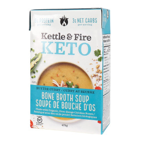 Front of Kettle & Fire Butter Curry Keto Soup with Chicken Bone Broth, 479g