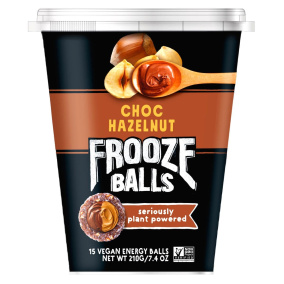 Front of Frooze Balls Vegan Energy Bites Chocolate Hazelnut