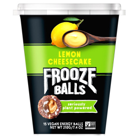 Front of Frooze Balls Vegan Energy Balls Lemon Cheesecake