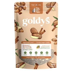 Front of Goldys Superseed Cereal Someone's Been Eating My Almonds